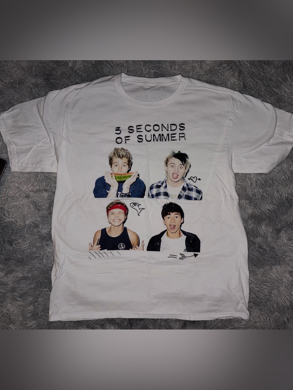 5 Seconds Of Summer White Graphic Photo Panel Tee